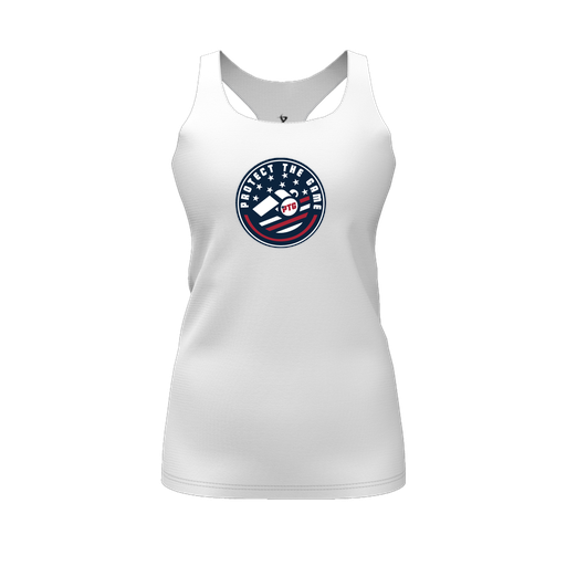[FT0TRBWH-FYS-LOGO1] Decker Racerback Tank Top (Female Youth S, White, Logo 1)