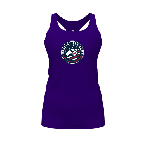 [FT0TRBPP-FYS-LOGO1] Decker Racerback Tank Top (Female Youth S, Purple, Logo 1)