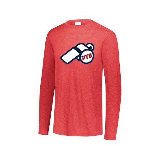 [FTLCUBRD-AXS-LOGO3] Decker Men's Tri-Blend T-Shirt - Long Sleeve (Adult XS, Red, Logo 3)
