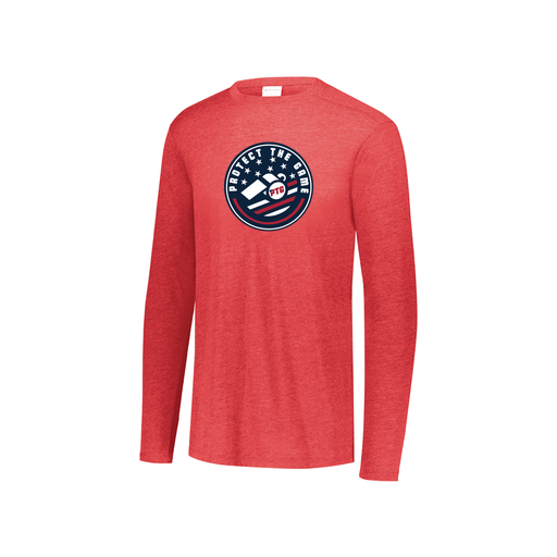 [FTLCUBRD-YS-LOGO1] Decker Youth Tri-Blend T-Shirt - Long Sleeve (Youth S, Red, Logo 1)