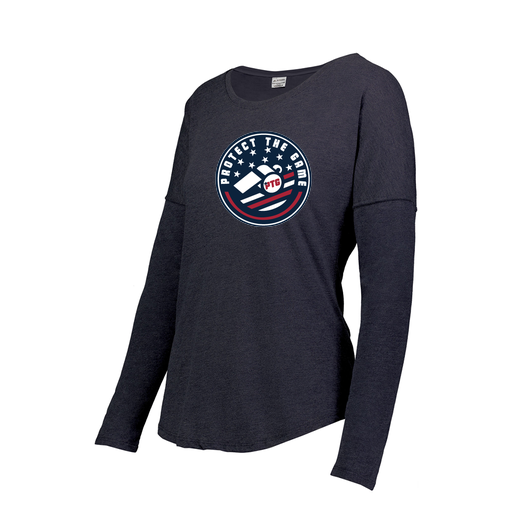 [FTLCUBNV-FAXS-LOGO1] Decker Women's Tri-Blend T-Shirt - Long Sleeve (Female Adult XS, Navy, Logo 1)